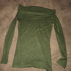 Green off the shoulder sweater